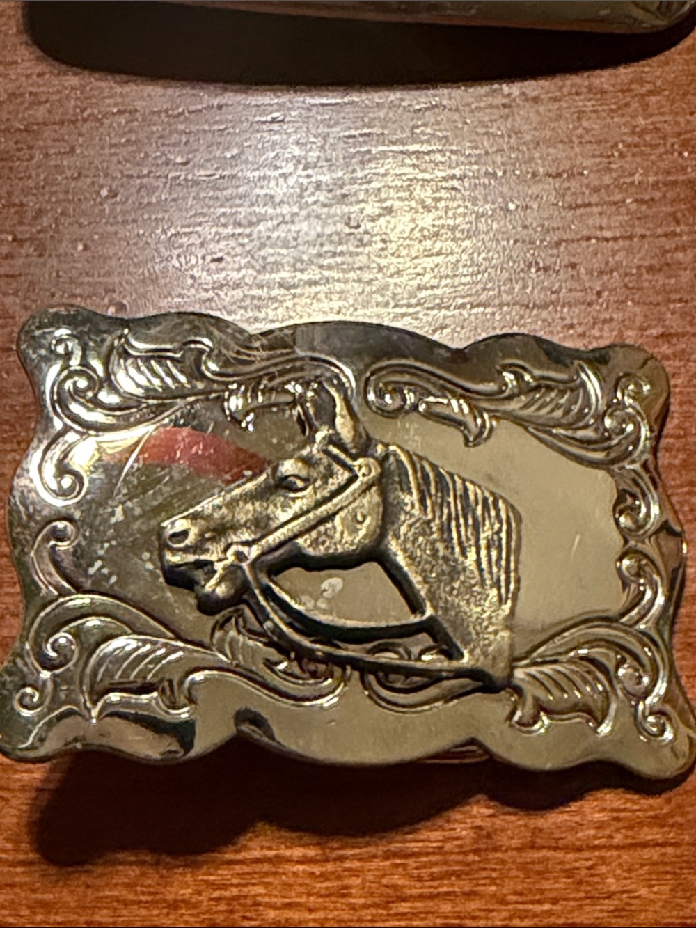 Western Horse Head Engraved Metal Belt Buckle - silver Tone